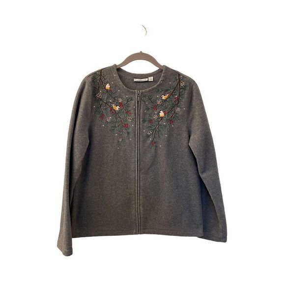 Croft and borrow fleece full zip embroidered bird sweater/jacket size small  - Picture 3 of 5